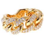 14K Yellow Gold Micro Pave Diamond Cuban Link Ring 64028
