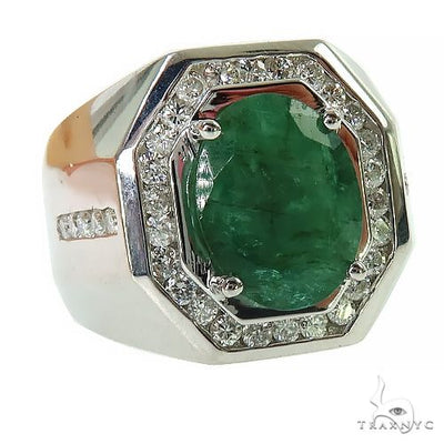 Verdant Valor Men's Emerald Ring .925 Silver 69621 - Image 1
