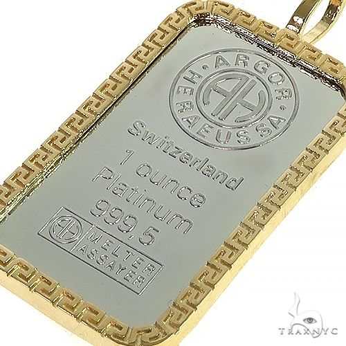 Greek Motif Dog Tag Pendant with 1 Ounce Platinum 999,5 Switzerland Bar 66411 - Image 4