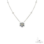 Water Sapphire Diamond Flower Necklace 67226 - Image 4
