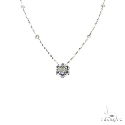 Water Sapphire Diamond Flower Necklace 67226 - Image 4