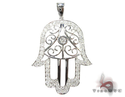 White Gold Hamsa Diamond Pendant 25012 - Image 1