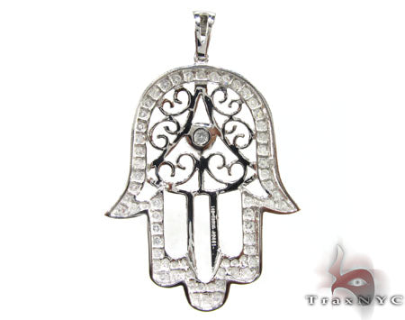 White Gold Hamsa Diamond Pendant 25012 - Image 4