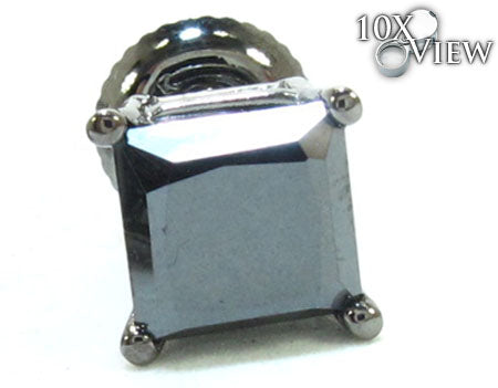 Black Gold Princess Cut Prong Black Diamond Earrings 23287 - Image 3