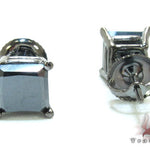 Black Gold Princess Cut Prong Black Diamond Earrings 23287 - Image 4