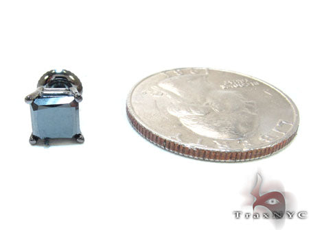 Black Gold Princess Cut Prong Black Diamond Earrings 23287 - Image 5