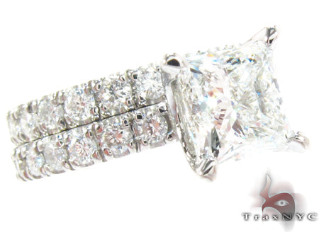 White Gold Princess Round Cut Prong Diamond Wedding Ring Set 24887 - Image 1