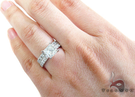 White Gold Princess Round Cut Prong Diamond Wedding Ring Set 24887 - Image 10