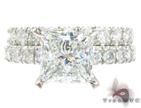 White Gold Princess Round Cut Prong Diamond Wedding Ring Set 24887 - Image 2