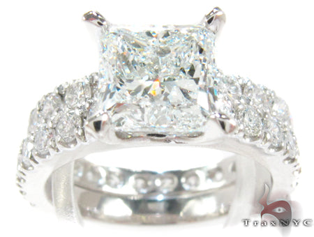 White Gold Princess Round Cut Prong Diamond Wedding Ring Set 24887 - Image 5