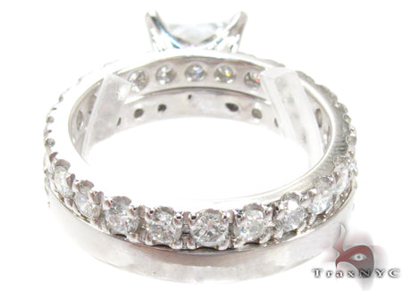 White Gold Princess Round Cut Prong Diamond Wedding Ring Set 24887 - Image 8