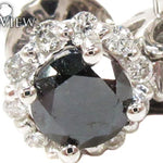 White Gold Round Cut Prong Black and White Diamond Earrings 24828 - Image 3