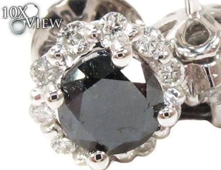White Gold Round Cut Prong Black and White Diamond Earrings 24828 - Image 3