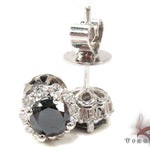 White Gold Round Cut Prong Black and White Diamond Earrings 24828 - Image 4