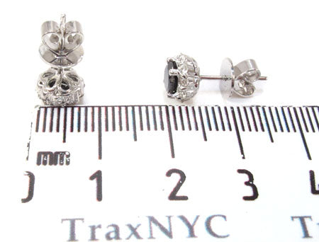White Gold Round Cut Prong Black and White Diamond Earrings 24828 - Image 6