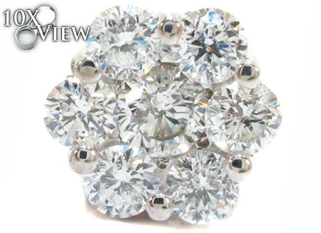 White Gold Round Cut Prong Diamond Cluster Earrings 24052 - Image 3