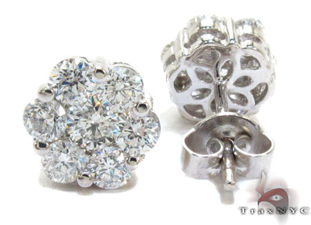 White Gold Round Cut Prong Diamond Cluster Earrings 24052 - Image 4