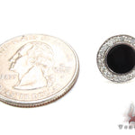 White Gold Round Cut Prong Diamond Onyx Earrings 24681 - Image 5