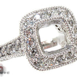 White Gold Round Princess Cut Prong Diamond Semi Mount Ring 25101 - Image 1
