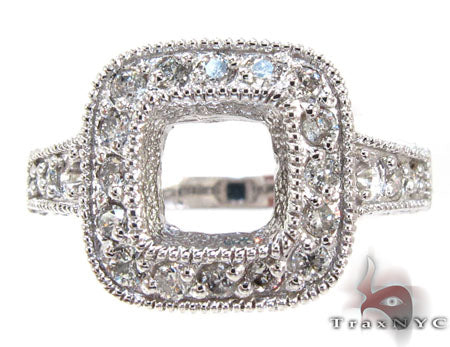 White Gold Round Princess Cut Prong Diamond Semi Mount Ring 25101 - Image 2