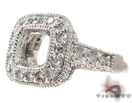 White Gold Round Princess Cut Prong Diamond Semi Mount Ring 25101 - Image 4