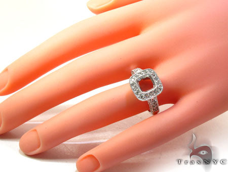White Gold Round Princess Cut Prong Diamond Semi Mount Ring 25101 - Image 9