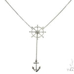 White Gold Wheel And Anchor Chain Necklace 66073 - Image 1