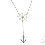 White Gold Wheel And Anchor Chain Necklace 66073 - Image 3