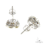 White Sapphire Orange Center Flower Earrings 67144 - Image 3