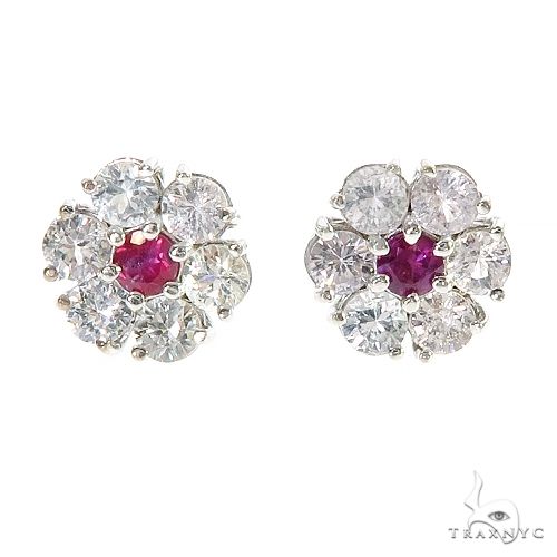 Frost Blossom Flower Sapphire Earrings 67132 - Image 1