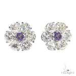 Frosted Iris Sapphire Flower Earrings 67131 - Image 1