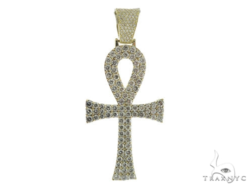 XL Ankh Pave Diamond Cross Crucifix Pendant 45569 - Image 1