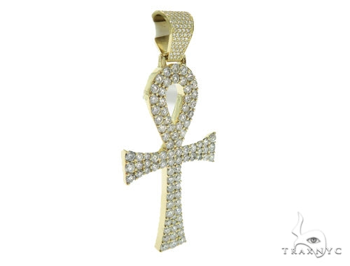 XL Ankh Pave Diamond Cross Crucifix Pendant 45569 - Image 2
