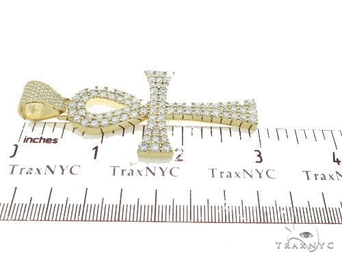 XL Ankh Pave Diamond Cross Crucifix Pendant 45569 - Image 7