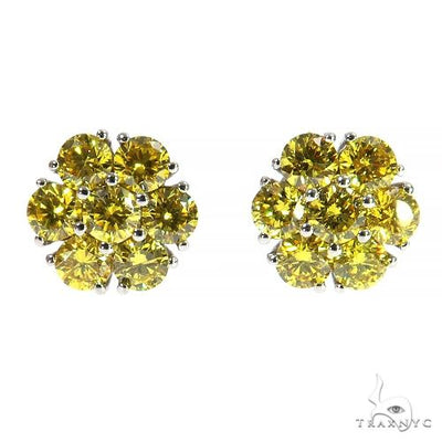Yellow Diamond Flower Earrings (Lab) 68174 - Image 1