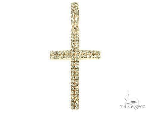 14K Gold 2 Row Diamond Cross 66175 - Image 1