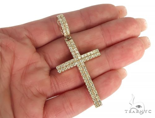 14K Gold 2 Row Diamond Cross 66175 - Image 5