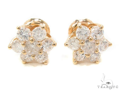 Yellow Gold Medium Flower Earrings 36003 - Image 1