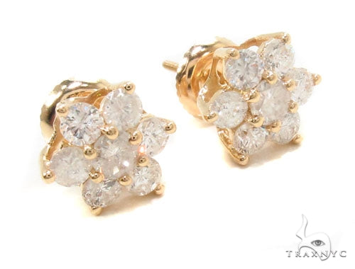 Yellow Gold Medium Flower Earrings 36003 - Image 3