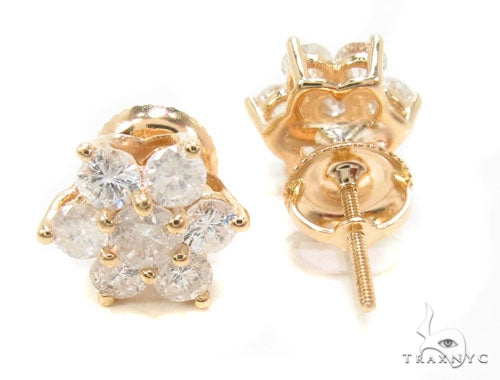 Yellow Gold Medium Flower Earrings 36003 - Image 4