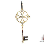 Yellow Gold Round Cut Bezel Prong Diamond Key Pendant 23907 - Image 1