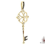 Yellow Gold Round Cut Bezel Prong Diamond Key Pendant 23907 - Image 2