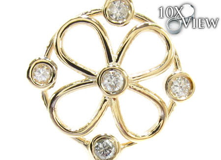 Yellow Gold Round Cut Bezel Prong Diamond Key Pendant 23907 - Image 3