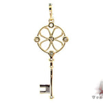 Yellow Gold Round Cut Bezel Prong Diamond Key Pendant 23907 - Image 4