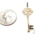 Yellow Gold Round Cut Bezel Prong Diamond Key Pendant 23907 - Image 6