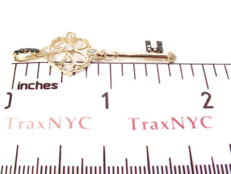 Yellow Gold Round Cut Bezel Prong Diamond Key Pendant 23907 - Image 7