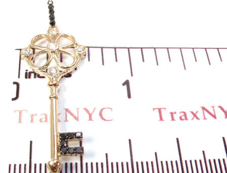Yellow Gold Round Cut Bezel Prong Diamond Key Pendant 23907 - Image 8