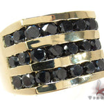 Yellow Gold Round Cut Channel 3 Row Black Diamond Ring 24764 - Image 1