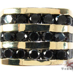 Yellow Gold Round Cut Channel 3 Row Black Diamond Ring 24764 - Image 2