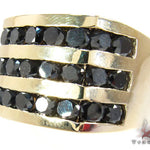 Yellow Gold Round Cut Channel 3 Row Black Diamond Ring 24764 - Image 4
